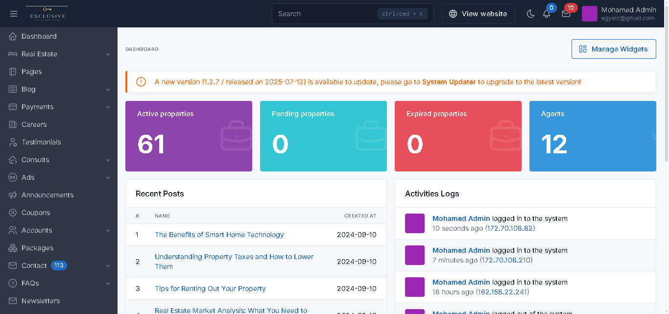 Admin Dashboard